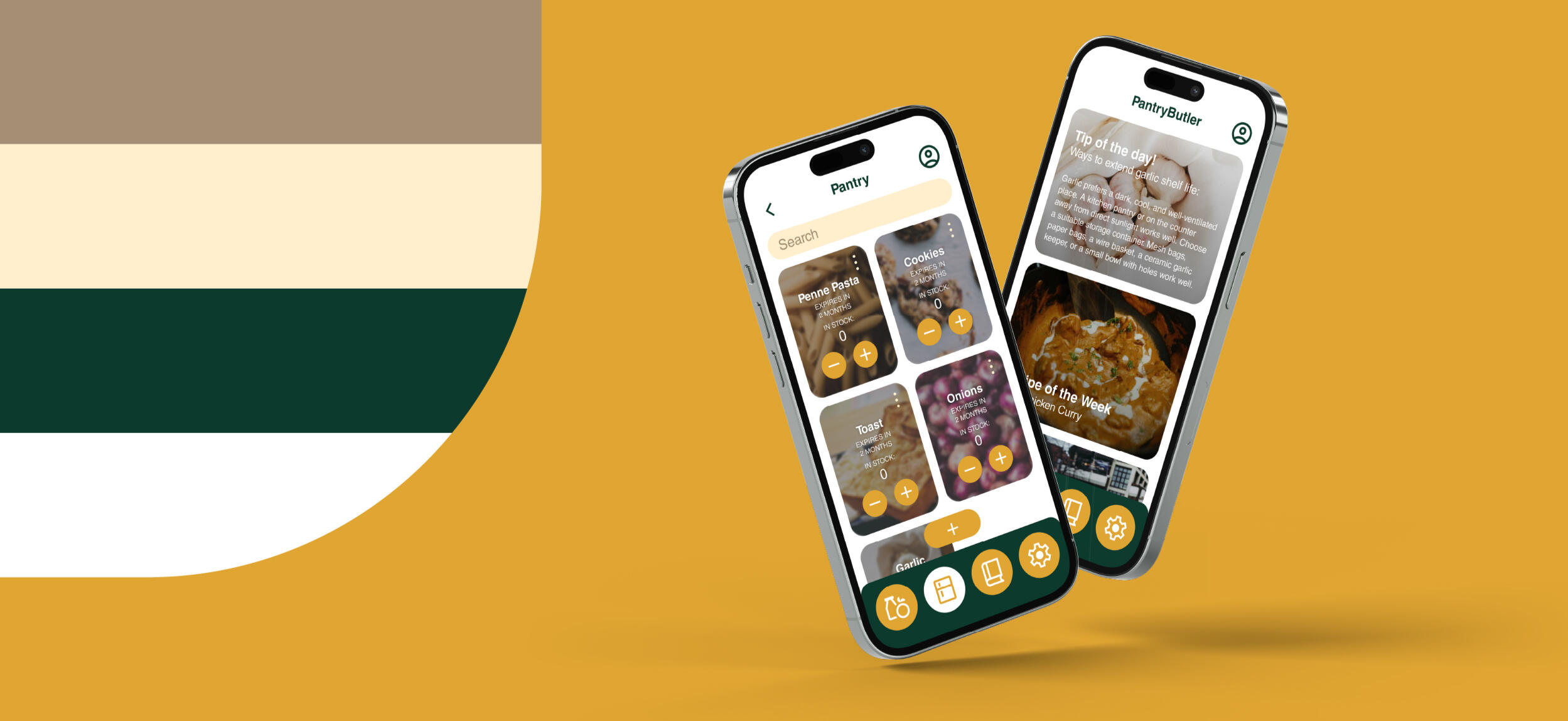 UI/UX Food App "Pantry Butler"︱2024 "PantryButler" was a UI/UX group project made in Figma. This would function as an app that helps users keep track of what groceries they have at home to reduce food waste. Prototype linked below!